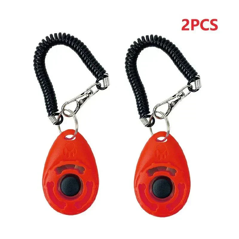 Clicker dressage premium ergonomique pour chien et chat avec bracelet réglable, entraîneur à cliquer compact et coloré.